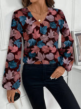 EMERY ROSE Full Leaf Print Casual Blouse For Women, Suitable For Autumn/Winter